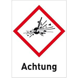 Moedel Explosiv (GHS 01) Achtung, Folie, 52x74 mm, VE: 500 Stück/Rolle, 56332