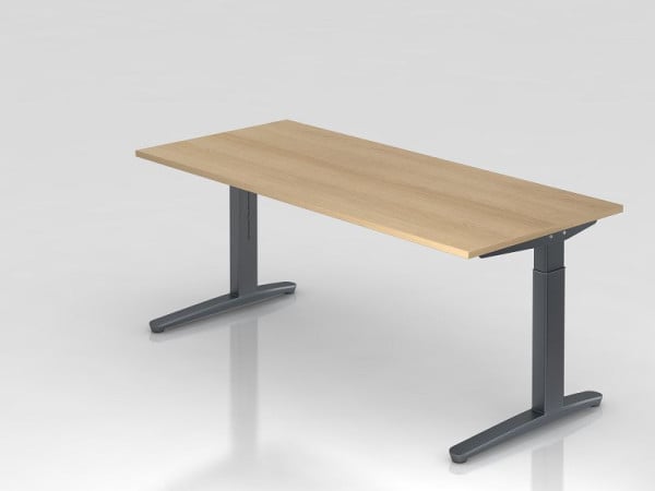 Hammerbacher Schreibtisch C-Fuß 180x80cm Eiche/Graphit, Rechteckform, VXB19/E/GG