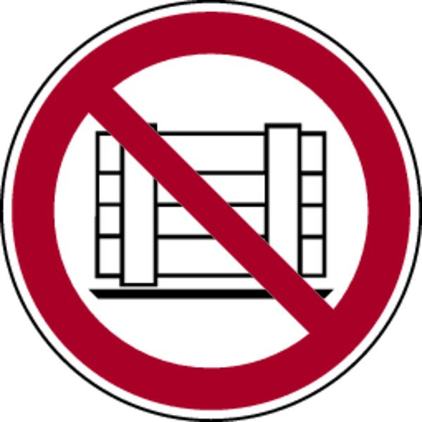 Schilder Klar Verbotszeichen Abstellen oder Lagern verboten DIN EN ISO 7010-P023, 200x0.45 mm Aluminium geprägt, 1340/52