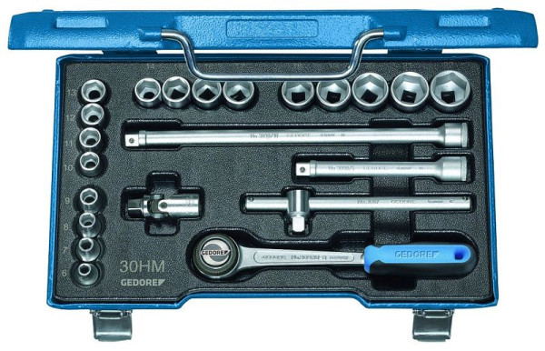 GEDORE Steckschlüssel-Satz 3/8'', 22-teilig, 6-kant Profil, Umschaltknarre, 6238300