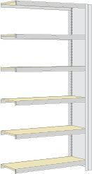 Regalwerk BERT-Archivregal Vollblech-Seitenwand - Anbaufeld HxBxT 2075x875x600mm 6 Fachebenen Paneel mit 16mm Spanplatten, B3-52109-60