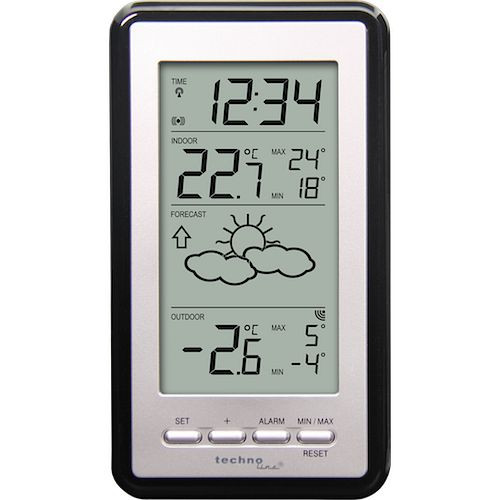 Technoline Wetterstation, DCF-77 Funkuhr mit manueller Einstelloption, Abmaße: 84 x 150 x 23 mm, WS 9130