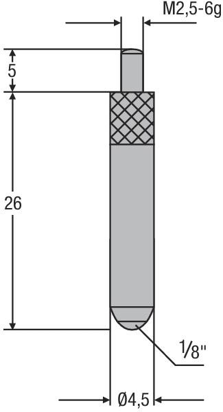 HELIOS PREISSER Messeinsatz, M2, 5mm Kugeleinsatz 1/8", Länge 26 mm, 710168