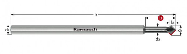 Karnasch VHM-Entgrater extra lang, 45° Vorwärts-und Rückwärts d=7,8 / L3=42 / L1=80 mm Z=4 UFX-3, 306491078042