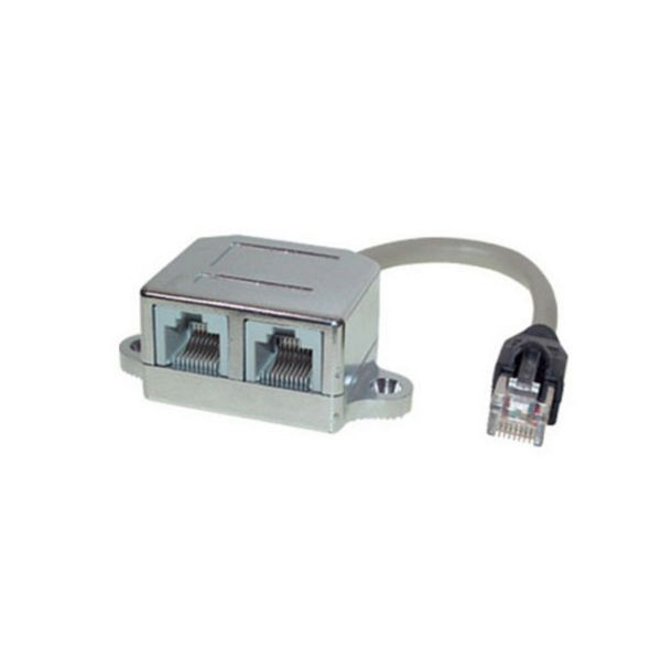 S-Conn cat. 5e Patchkabeladapter, RJ 45 Stecker auf 2 x RJ 45 Buchse, geschirmt, Belegung: Telefon / Ethernet, 0,1 m, 75002-2