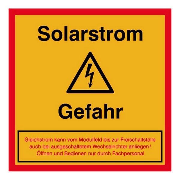 Stein HGS Elektrokennzeichnung/Warnschild, Achtung Solarstrom, 21.0686