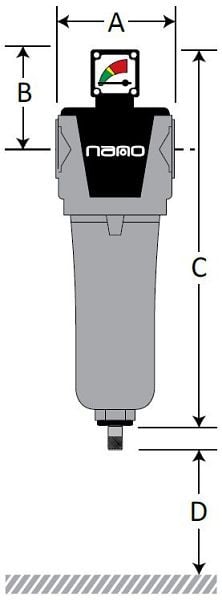 nano Druckluft-Koaleszenzfilter < 0,01 µ BSPP 1 1/4" Durchflussleistung: 476 Nm³/h, NFB 0280 M01