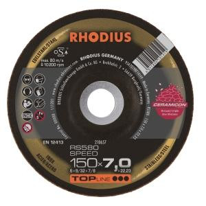 Rhodius TOPline RS580 SPEED Schruppscheibe, Durchmesser [mm]: 150, Stärke [mm]: 7, Bohrung [mm]: 22.23, VE: 10 Stück, 210657