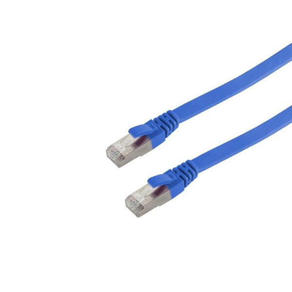 shiverpeaks BASIC-S, RJ45 Patchkabel-Flachkabel, Flat U/FTP mit CAT 7 Rohkabel, slim, blau 1,0m, BS75511-SLB