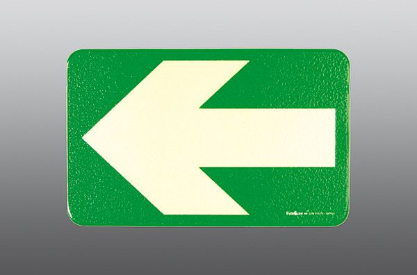 SafetyMarking Fluchtweg-Leitmarkierung, Ausführung: rechteckig mit Richtungspfeil, BxH 17,5x11 cm, Aluminium, langnachleuchtend, VE: 10 Stück, 17.7473