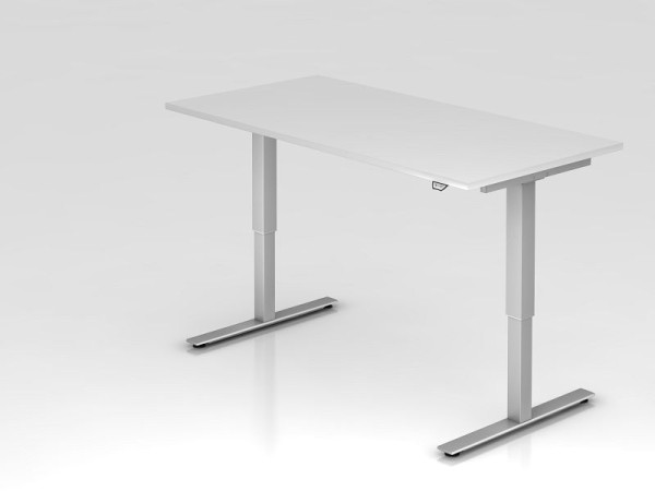 Hammerbacher Sitz-Steh-Schreibtisch elektrisch 160x80cm Weiß, Arbeitshöhe 73 - 119 cm, VXMST16/W/S