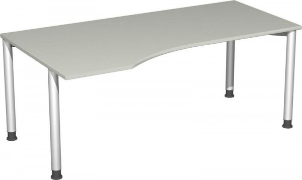 geramöbel PC-Schreibtisch links höhenverstellbar, 1800x1000x680-800, Lichtgrau/Silber, S-555306-LS