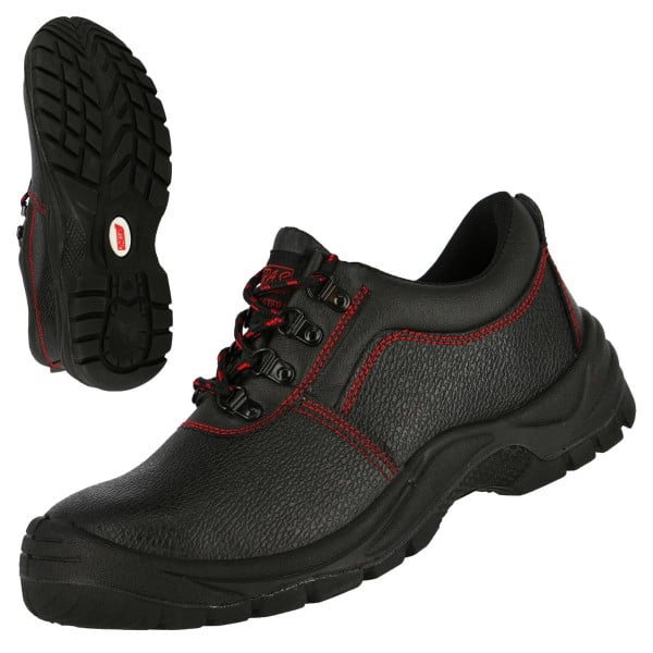 NITRAS BASIC STEP, S3 Sicherheitshalbschuhe, strapazierfähiges Vollleder, schwarz, widerstandsfähige PU-Laufsohle, schwarz, Größe: 36, VE: 10 Paar, 7205-36