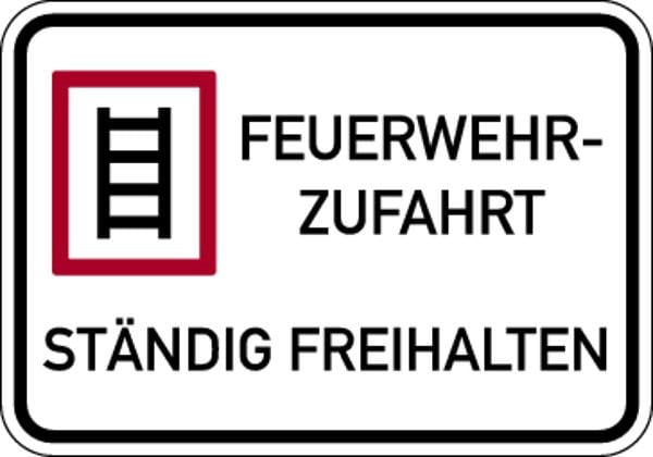 Schilder Klar Brandschutzzeichen Feuerwehrzufahrt Ständig freihalten, 500x350x2 mm Aluminium 2 mm, 626/23