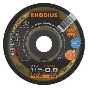 Rhodius TOPline XT8 EXACT Extradünne Trennscheibe, Durchmesser [mm]: 115, Stärke [mm]: 0.8, Bohrung [mm]: 22.23, VE: 50 Stück, 210057