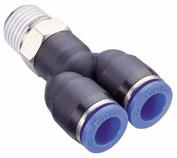 timmer B-YEk-4-1/8-KU, Y-Einschraubverschraubung konisch, mit Gewinde PTFE beschichtet, Schlauch-Ø: 4 mm, Gewinde: 1/8", VE: 10 Stück, 03181242