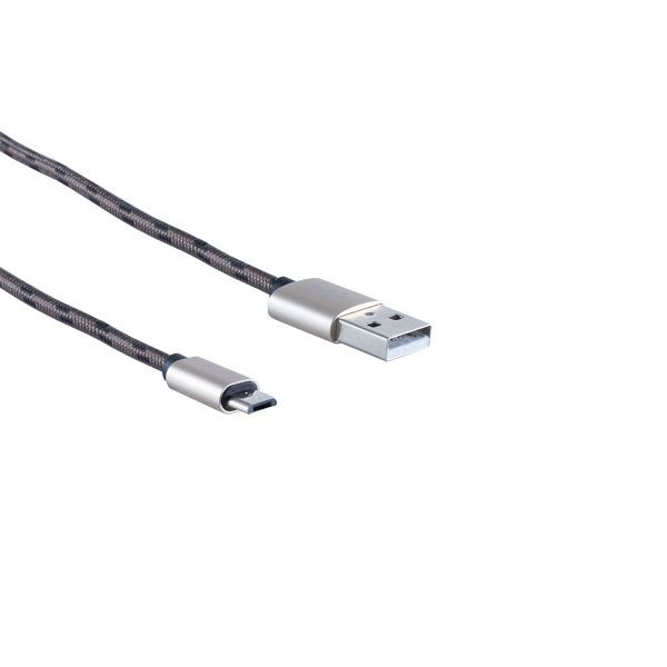 shiverpeaks BASIC-S, USB Ladekabel, USB-A-Stecker auf USB Micro B Stecker, Nylon, braun, 0,3m, BS14-50076