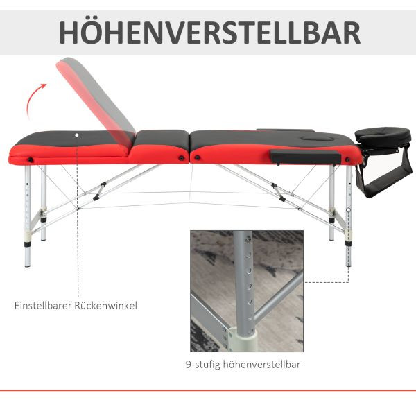 HOMCOM Massageliegen verstellbarer Massagetisch Massagebett Alu Kunststoff, 700-039RD