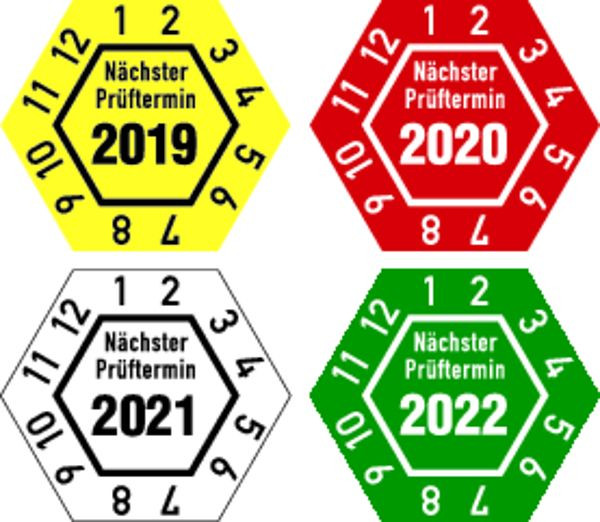 Schilder Klar Prüfplakette Nächster Prüftermin 2023, sechseckig, blau/weiß, 30x26 mm Folie selbstklebend, VE: 40 Stück, 57/62.23