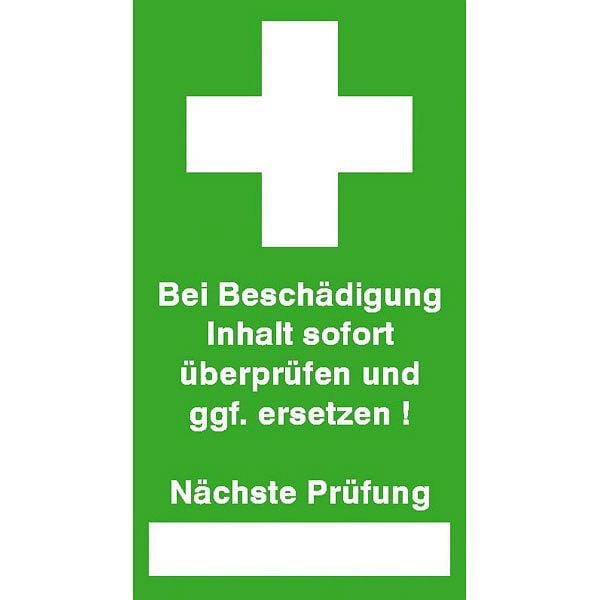 SafetyMarking Sicherheitssiegel, Text: Bei Beschädigung Inhalt sofort überprüfen.., BxH 2,5x4,5 cm, Folie, selbstklebend, VE: 9 Stück/Bogen, 30.0975