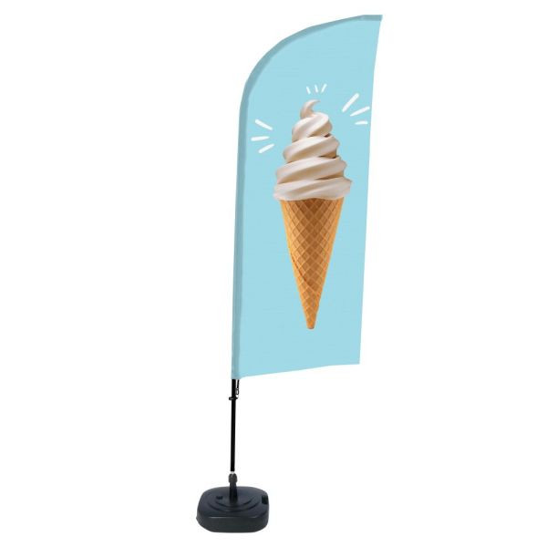 Showdown Displays Beachflag Alu Wind Komplett-Set Eis, BFAW310-WT21-I131