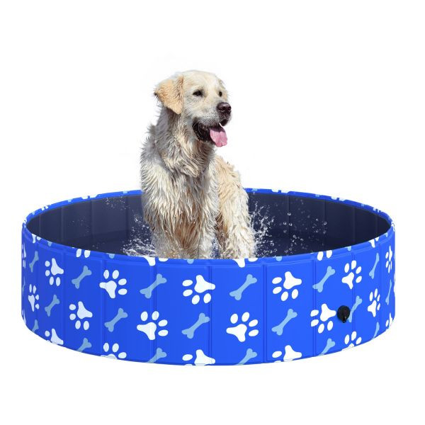 PawHut Hundebadewanne Hundepool Hunde Badewanne Wasserbecken faltbar Ø120x30Hcm, D01-031V02