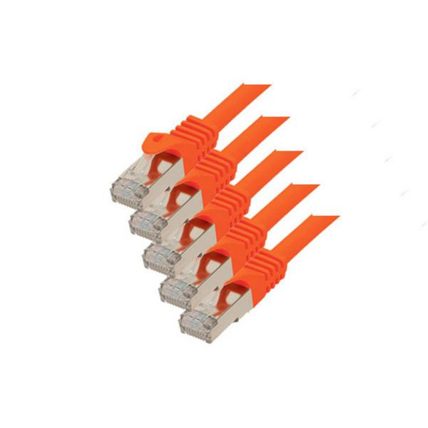 S-Conn RJ45 Patchkabel S/FTP, PIMF, Rohkabel CAT 7 Halogenfrei VE: 5 Stück, orange, 1,0m, 75511-O-SET5