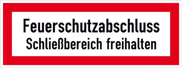 SafetyMarking Hinweisschild für die Feuerwehr, Feuerschutzabschluss Schließbereich freihalten, BxH 29,7x10,5 cm, Folie, selbstklebend, 21.2863