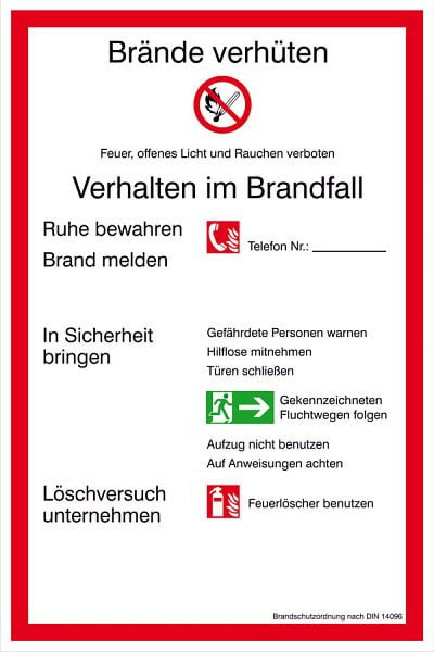 SafetyMarking Aushang - Brandschutz, Brandschutzordnung Teil A, BxH 20x30 cm, Aluminium, langnachleuchtend, 15.A5960