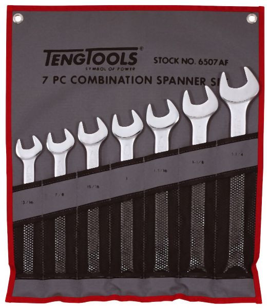 Teng Tools Kombischlüssel-Set (13/16"–1-1/4"), Werkzeugrolle, 7 Teile, 6507AF