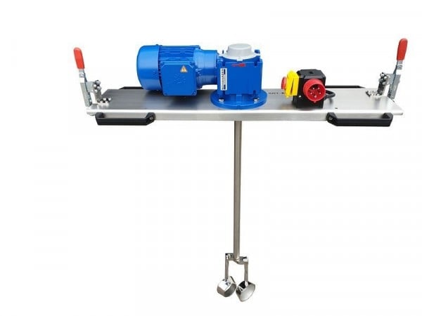 Schwarzer Rührtechnik Schneckengetrieberührwerk, für Medien bis 3000 m/Pas im 1000L IBC, 0,75 KW, Drehzahl: 190 UPM, Edelstahltraverse, CRW-0220