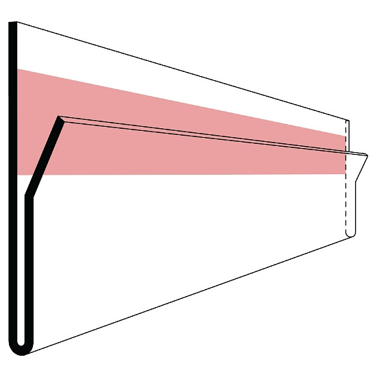 KROG Etikettenhalter selbstklebend mit verkürzter und nach vorne gebogener Vorderseite 210 x 40 mm, SBA210-40