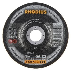 Rhodius TOPline FTK24 Freihandtrennscheibe, Durchmesser [mm]: 125, Stärke [mm]: 2, Bohrung [mm]: 22.23, VE: 25 Stück, 201070