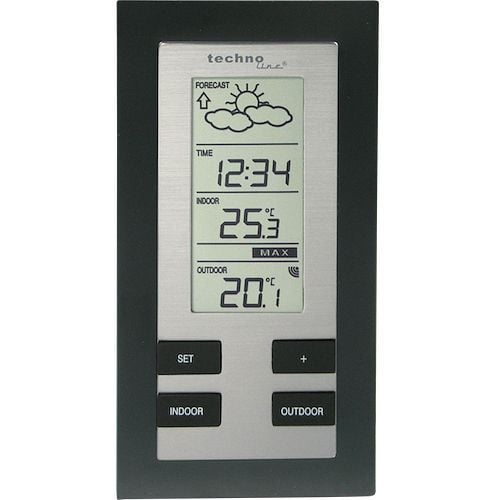 Technoline Wetterstation, DCF-77 Funkuhr mit manueller Einstelloption, Abmaße: 83 x 157 x 25 mm, WS 9215