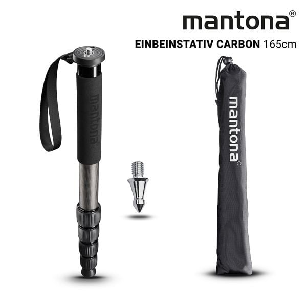 Mantona Pro ONE 165C Carbon Einbeinstativ 165cm, 20791