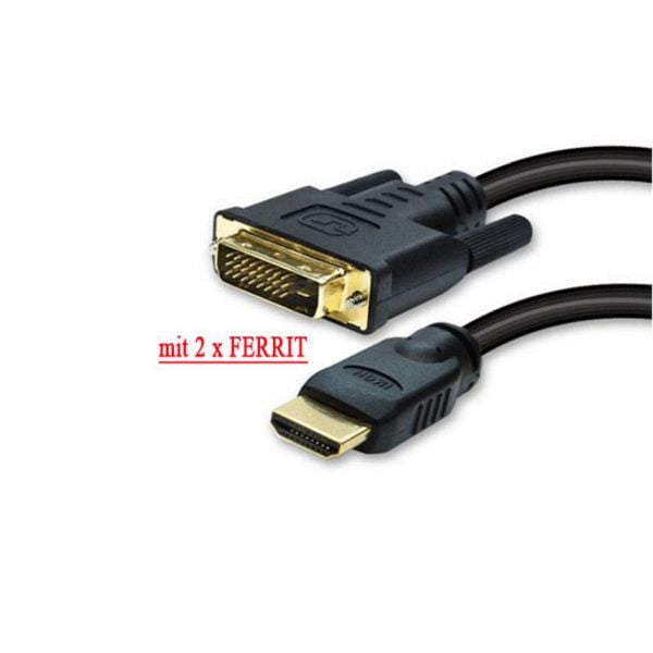 S-Conn HDMI Stecker auf DVI-D (18+1) Stecker, vergoldete Kontakte, 2x Ferrit, 3,0m, 77483-RE