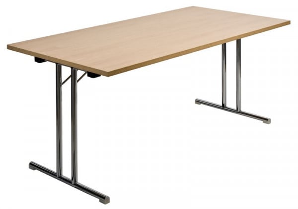 Kaiser-Sitzmöbel Klapptisch Modell KT620, 140x70cm, ca. 74cm hoch, Farbe: Buche, T-Fuß-Form, Kanten: Form 15, VE: 4 Stück, KT620-15DB-140x70SLPB