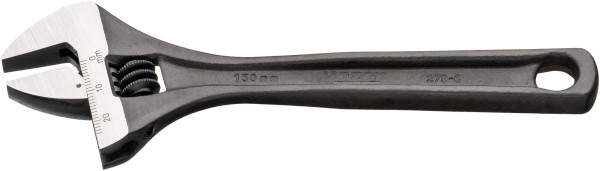 Hazet Einmaulschlüssel, verstellbar, Außen-Sechskant Profil, Oberfläche: phosphatiert, Spiegel hochglanzpoliert, Länge: 157 mm, Spannbereich: 24 mm, 279-6