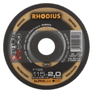 Rhodius ALPHAline FT26 Freihandtrennscheibe, Durchmesser [mm]: 115, Stärke [mm]: 2, Bohrung [mm]: 22.23, VE: 25 Stück, 208724