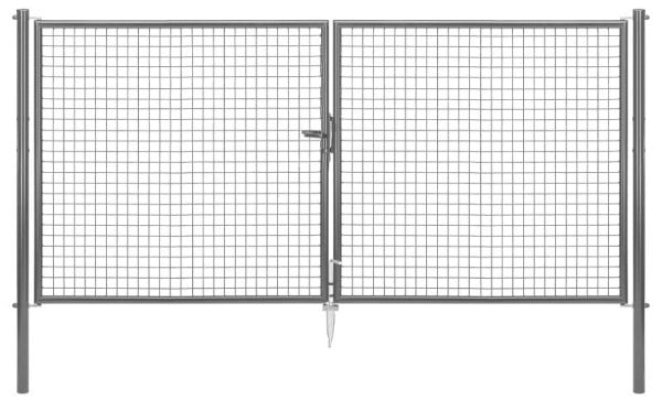 Alberts Wellengitter-Doppeltor, Stahl, zinkphosphatiert anthrazit-metallic, mittig geteilt, 2988 mm x 1500 mm, Pfostenlänge: 2000 mm, 602987