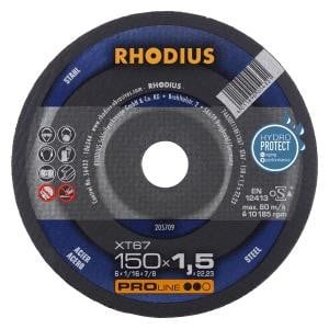 Rhodius PROline XT67 Extradünne Trennscheibe, Durchmesser [mm]: 150, Stärke [mm]: 1.5, Bohrung [mm]: 22.23, VE: 25 Stück, 205709