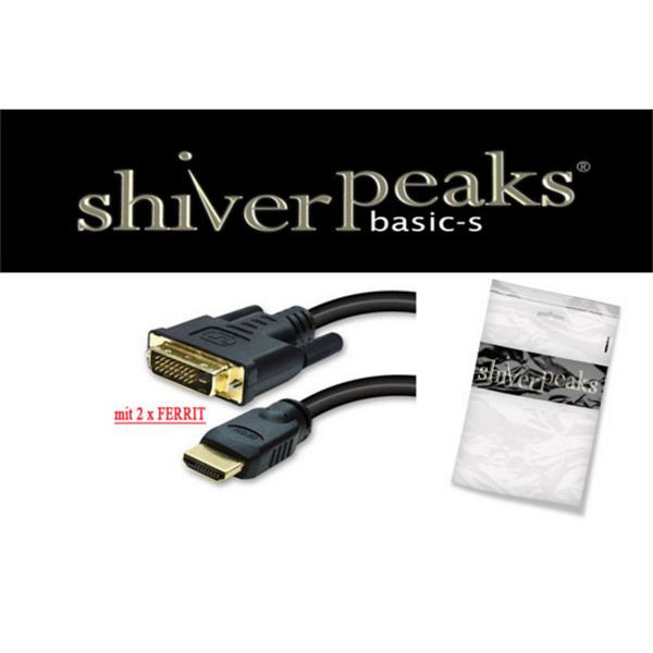 shiverpeaks BASIC-S, HDMI Stecker auf DVI-D (18+1) Stecker, vergoldete Kontakte, 2x Ferrit, 5,0m, BS77485-RE