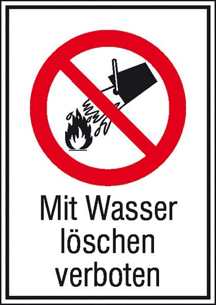 SafetyMarking Verbots-Kombischild, Mit Wasser löschen verboten, BxH 13,1x18,5 cm, Folie, selbstklebend, 21.1134