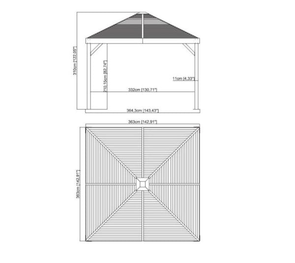 SOJAG Terassen-Pavillon Valencia 12x12 Holz-Edition, SJ05700