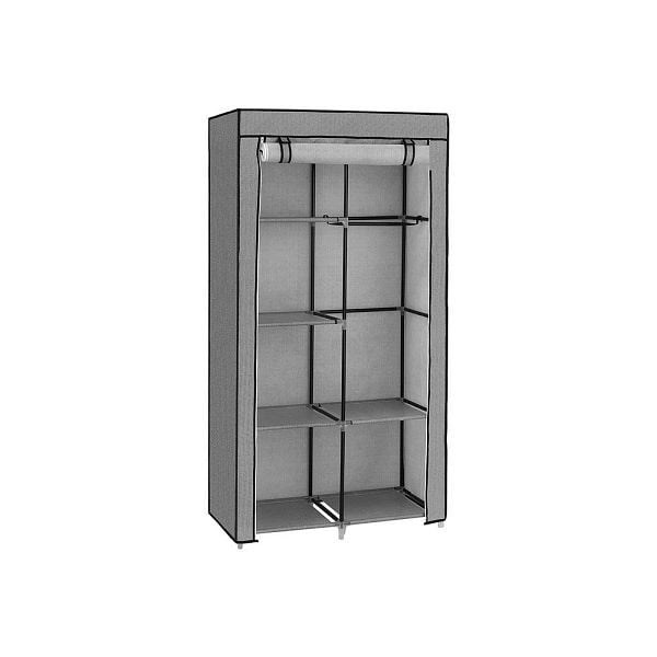 SONGMICS Stoffschrank Metallrohre Grau, RYG084G22