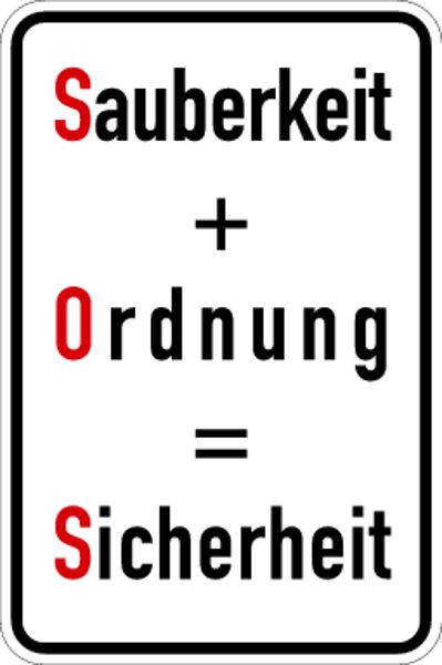 Schilder Klar Betriebsbeschilderung Sicherheit und Ordnung, 400x600x0.6 mm Aluminium geprägt, 715/54