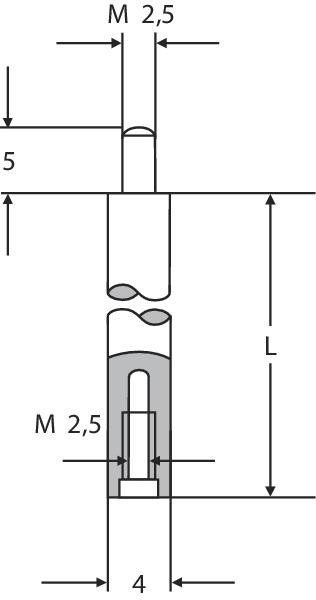 HELIOS PREISSER Verlängerungsstück, für Messuhr 4 mm, Länge 20 mm, 710113