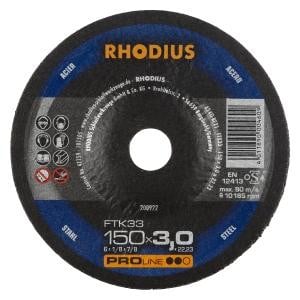 Rhodius PROline FTK33 Freihandtrennscheibe, Durchmesser [mm]: 150, Stärke [mm]: 3, Bohrung [mm]: 22.23, VE: 25 Stück, 200922