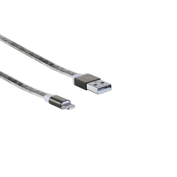 shiverpeaks BASIC-S, Lightning 8-Pin Ladekabel, USB-A-Stecker auf Lightning Stecker, flach, ALU schwarz, 0,3m, BS14-50033