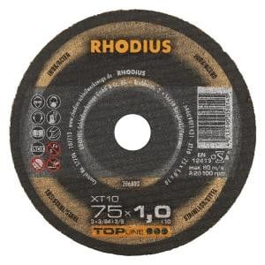 Rhodius TOPline XT10 MINI Extradünne Mini Trennscheibe, Durchmesser [mm]: 75, Stärke [mm]: 1, Bohrung [mm]: 6, VE: 50 Stück, 206803